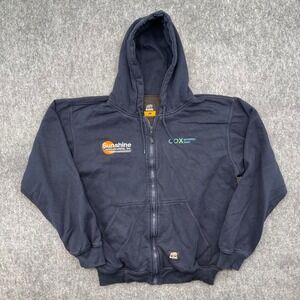 Berne Hoodie Mens Medium Full Zip Workwear Navy Blue Sunshine Thermal Lined